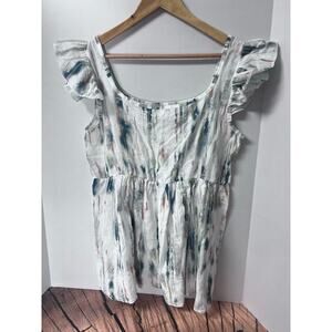 Blakely Talia Ruffle Sleeve Top‎ Teal Green Women's L/XL